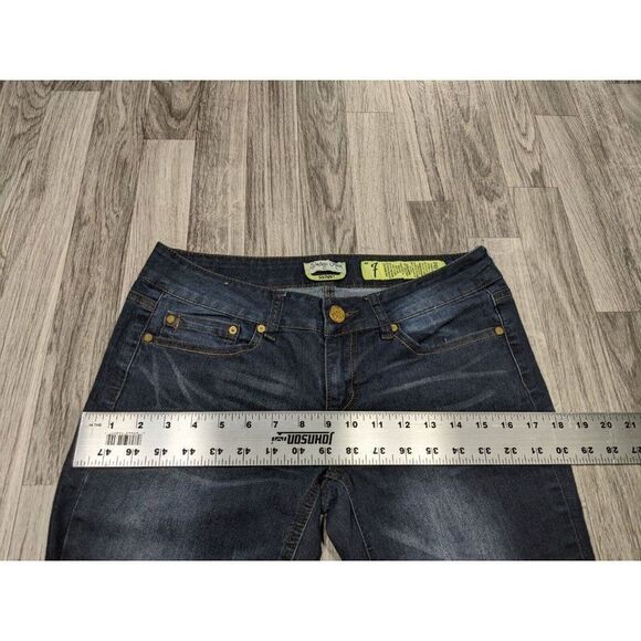 (3/$35) Indigo Rein Juniors Size 7 Skinny Embroidered Whiskered Denim Blue Jeans - Picture 8 of 11